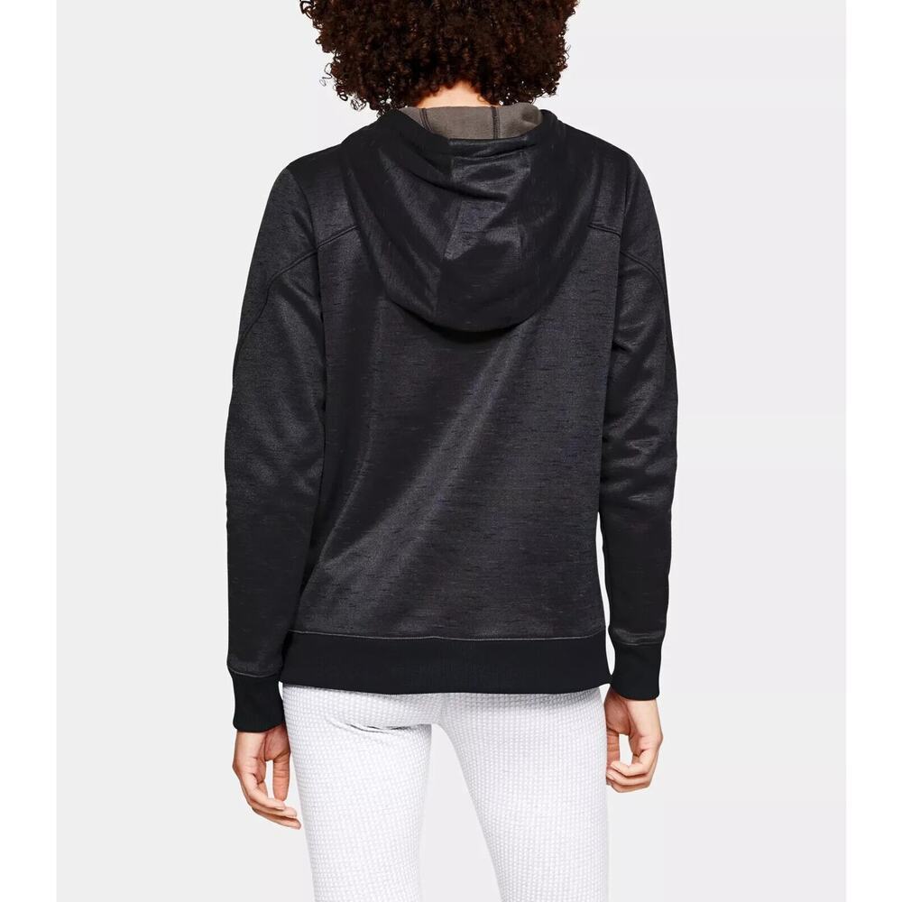 Under Armour ColdGear Fleece Hoodie Women XS Charcoal Big Logo Pullover New - Picture 7 of 13